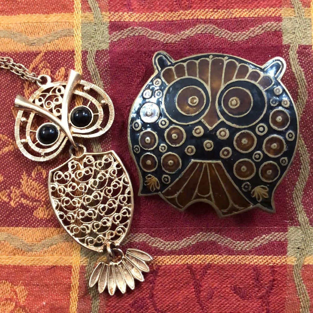 🦉 9 piece Vintage OWL Jewelry Lot 🦉 - Picture 7 of 8